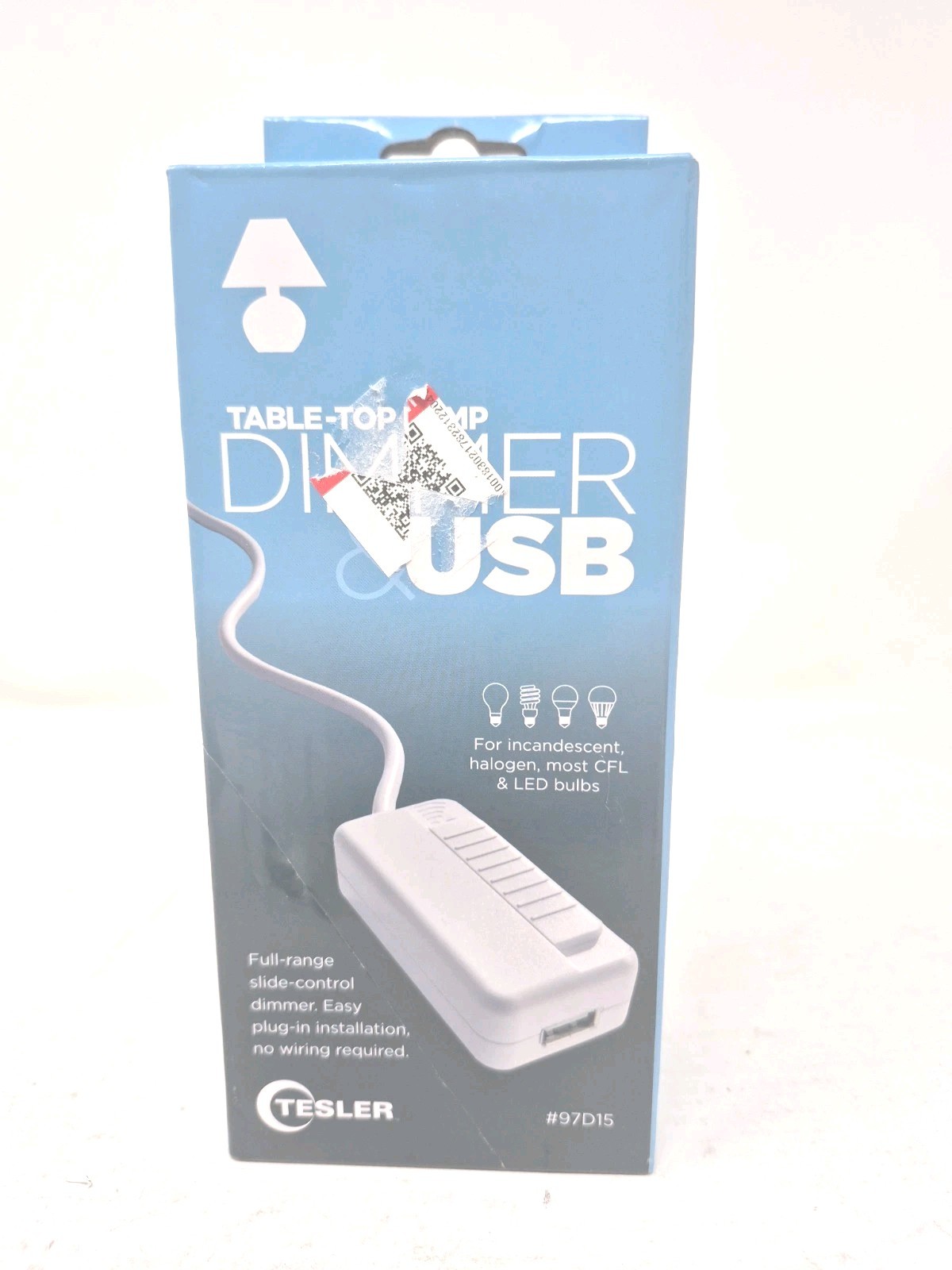 Tesler White-LED Plug-In Table Top Dimmer with USB Port 97D15-open Box gallery