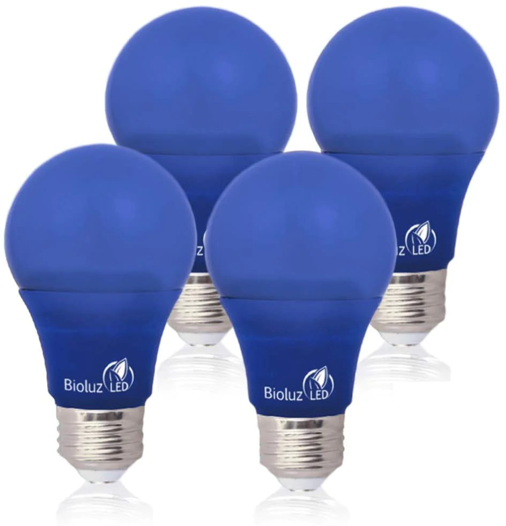 4 Pack Bioluz LED Color Tinted Light Bulbs Blue Red Yellow Green 60W Replacement gallery