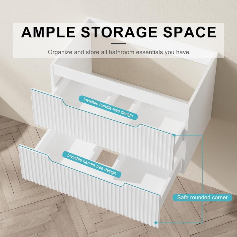 Vanity Unit Without Sink Floating Design Features Two Spacious Drawers gallery