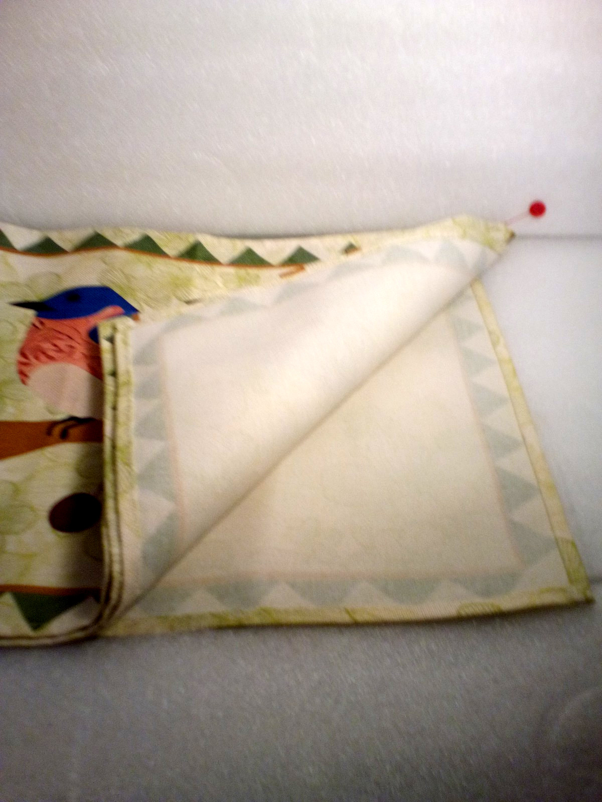 Fabric Table Runner Birds Flowers Cherries Whimsical Colorful 12'' x 70'' EUC! gallery