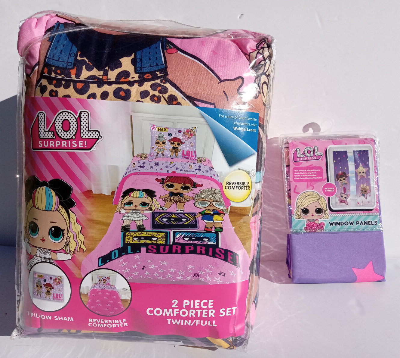 LOL Surprise Kids Twin/Full Comforter and Window Panel Bundle gallery