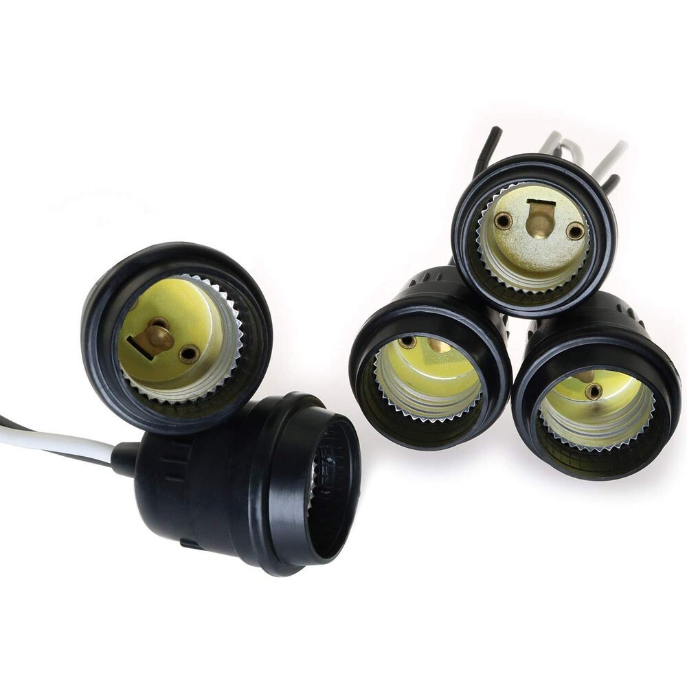 6 Pcs Waterproof Black Pigtail Lamp Light Holder Socket E26 E27 250V 6A C332 gallery