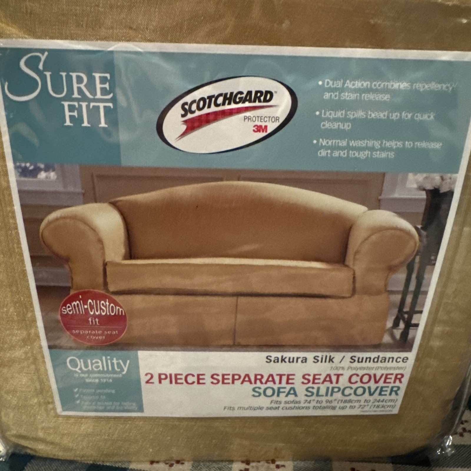 SureFit 2 Pc Heavyweight Sakura Silk Sundance Gold Sofa Slipcover Sofa Cover gallery