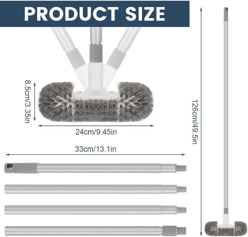Deck Brush with 51" Long Handle 360° Cylindrical Scrub Cleaner Tool for Cleaning gallery