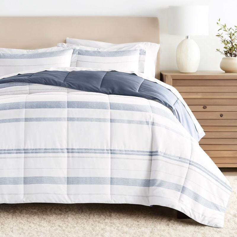 Kaycie Gray Striped Patterned Reversible Comforter gallery