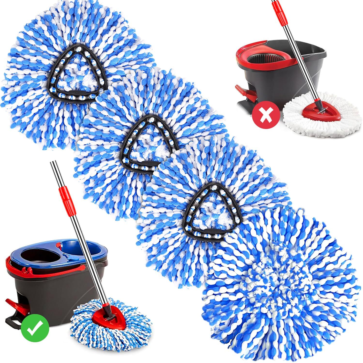 4 Pack Mop Replace Heads for O Cedar Rinse Clean 2 Tank System gallery