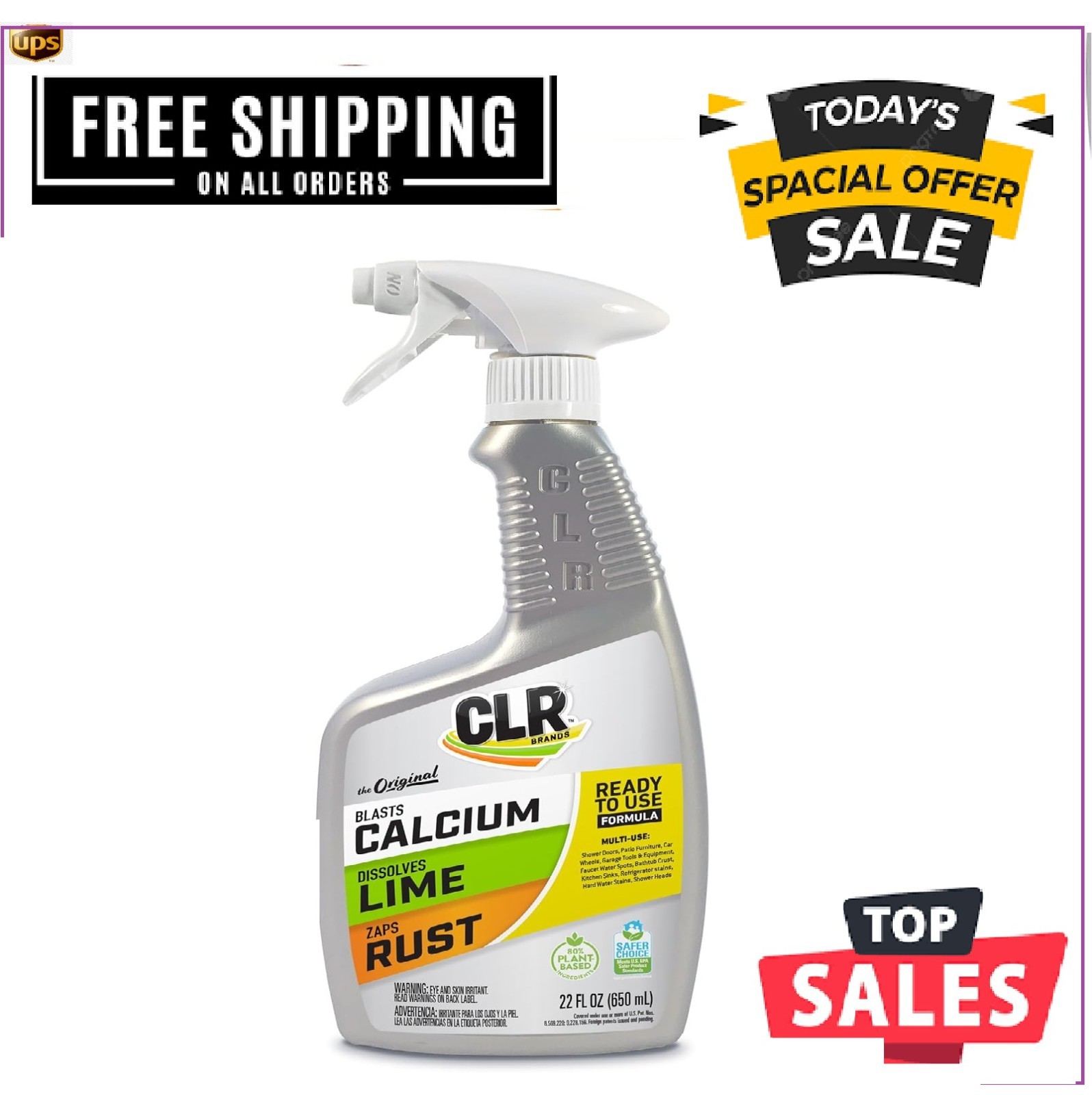 CLR Calcium Lime and Rust Remover EPA Safer Choice 22 oz Spray gallery