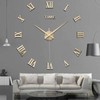 Mirror Surface Large Modern Wall Clock 3D DIY Roman Number Sticker Decor Clock gallery