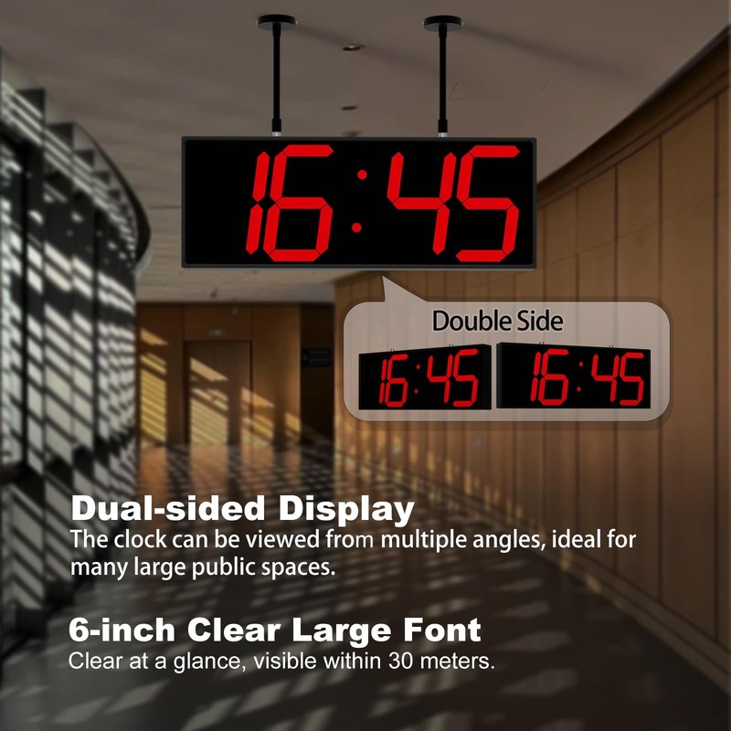 Digital Wall Clock with Double Sided Display, Large LED Clock with Timer,Alar... gallery