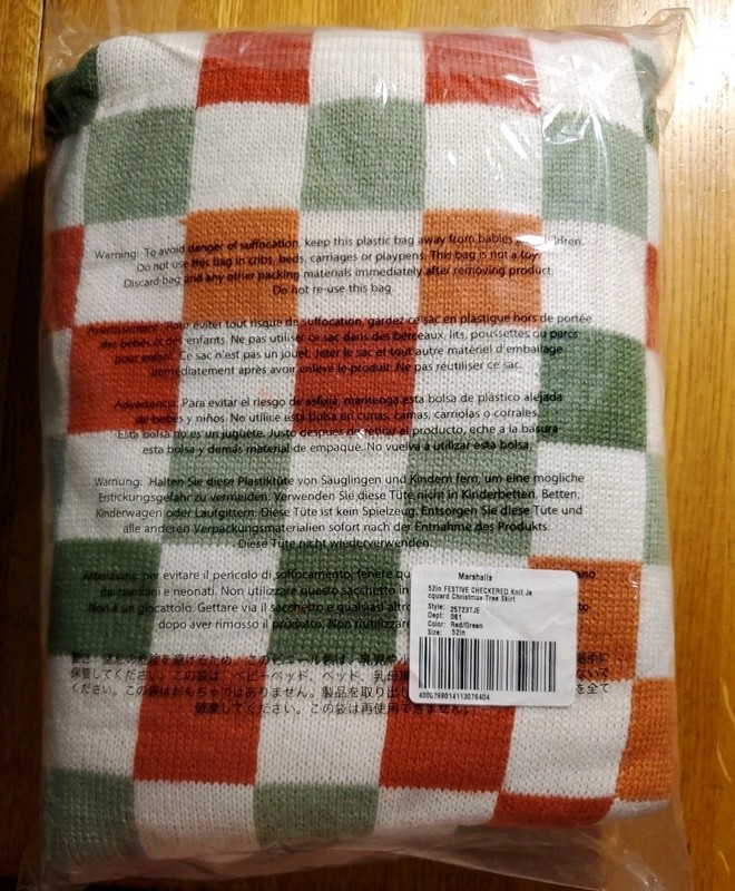 mDesign 52" Festive Checkered Knit Jacquard Christmas Tree 🎄 Skirt, Tie Closure gallery