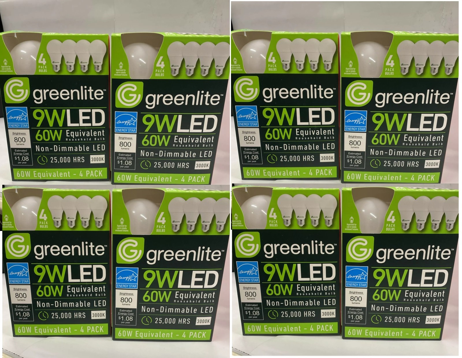 8 X 4Pack Greenlite 9W LED 60W non-Dimmable 25,000 Hours Energy Star Light Bulbs gallery