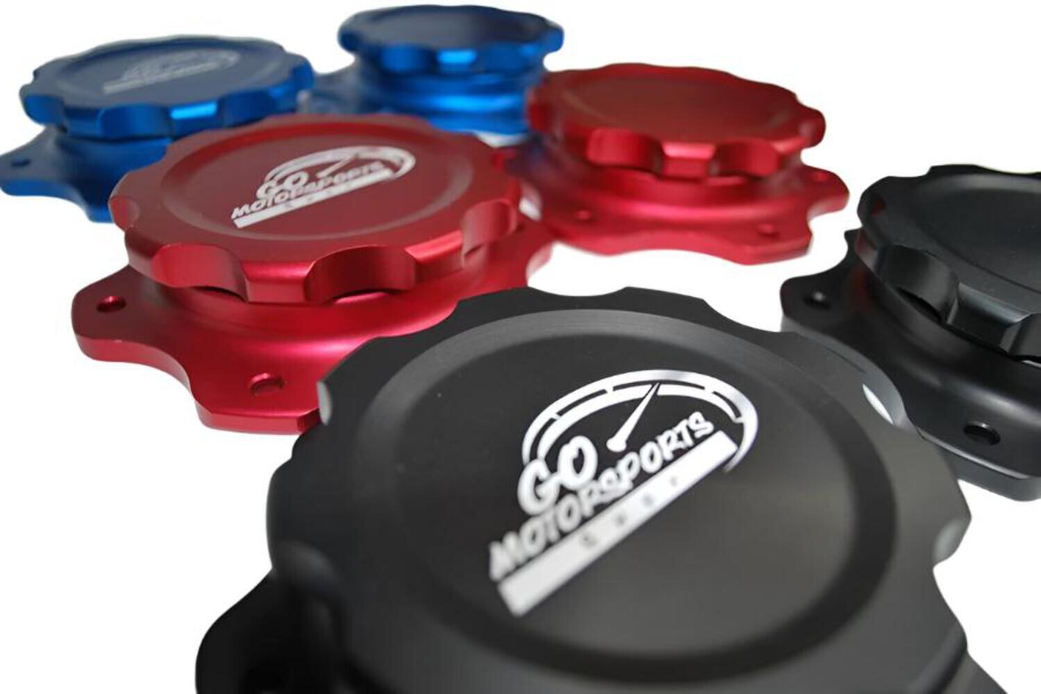 Race Car Fuel Cell Cap & Bung | 6-Bolt Jaz fuel cell with a 4.438” hole | Red Bl gallery