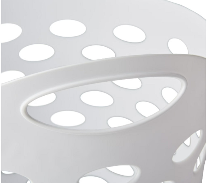 Mainstays Plastic Round Laundry Hamper, White, with Carrying Handles gallery