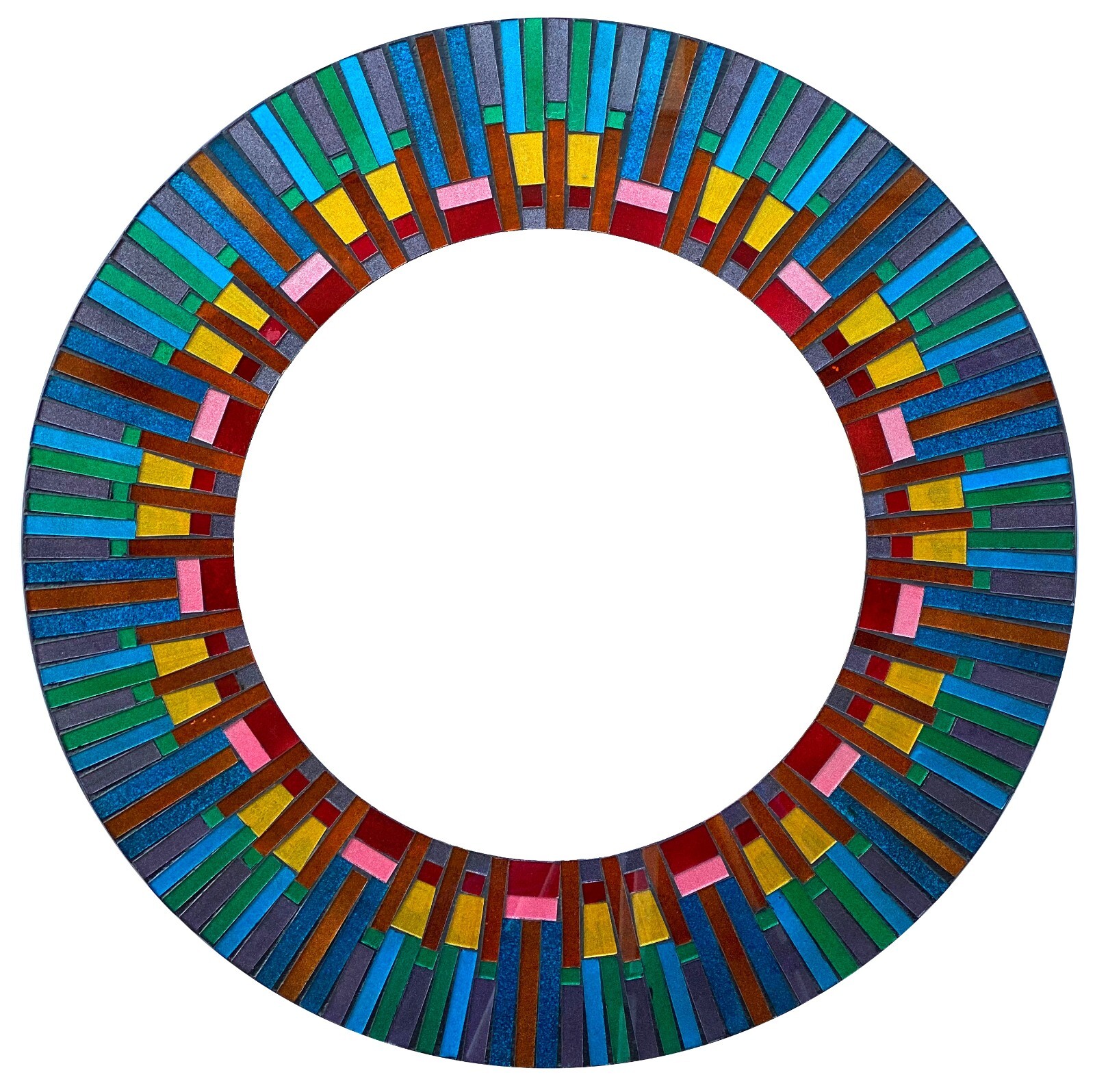 Zorigs - Handcrafted Blue Multicolored Mosaic Mirror, 24" Round Wall Mirror gallery