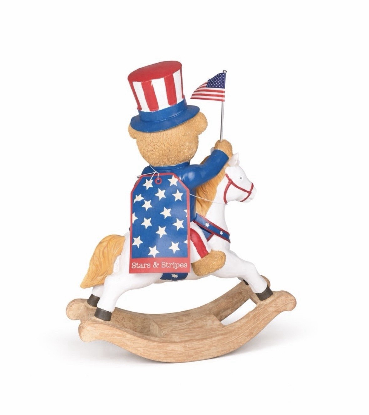 🇺🇸NWT Stars & Stripes Patriotic Teddy Bear Rocking Horse Decorative Figure gallery