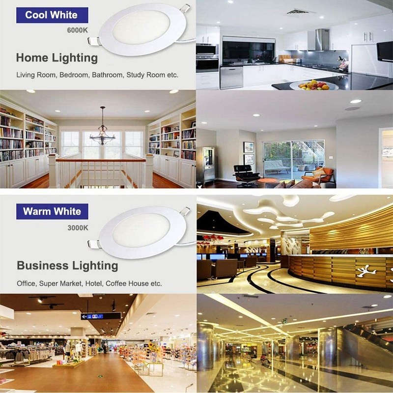Recessed LED Ceiling Flat Lighting 6000-6500K Cool White 8 inch 18 Watt 10PCS gallery