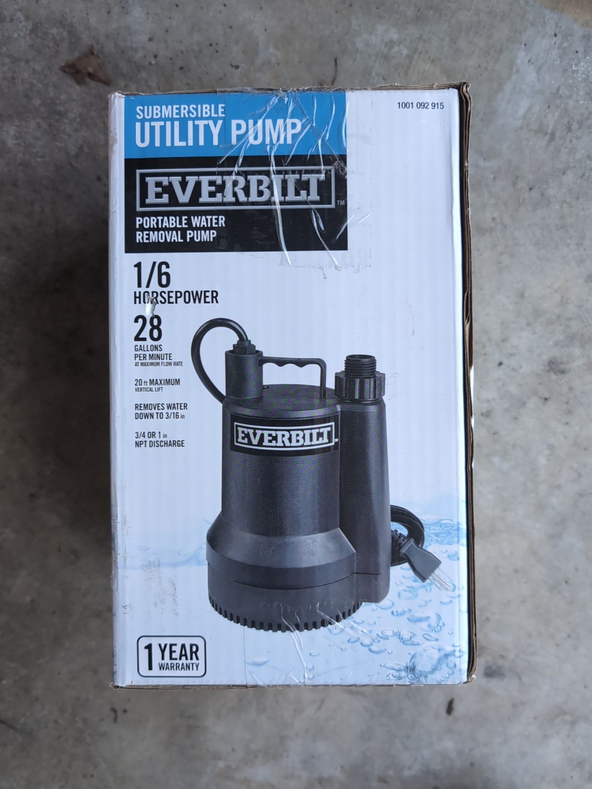 Everbilt 1/6 HP Submersible Utility Pump SUP54-HD Portable Water Removal 1600 GP gallery