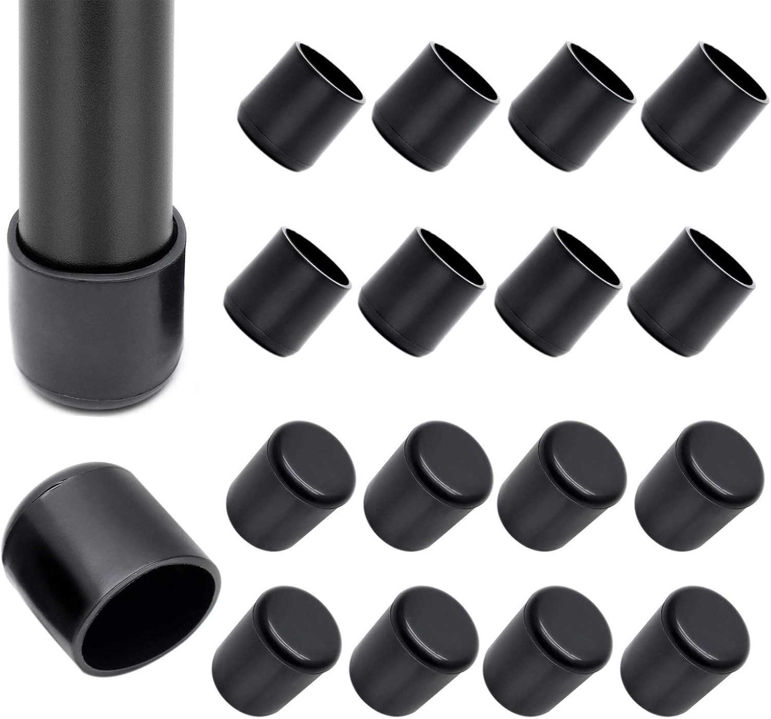 32Pcs 3/4 Anti-Slip Table Chair Leg Tips PVC Rubber Caps Floor Protectors - Blac gallery