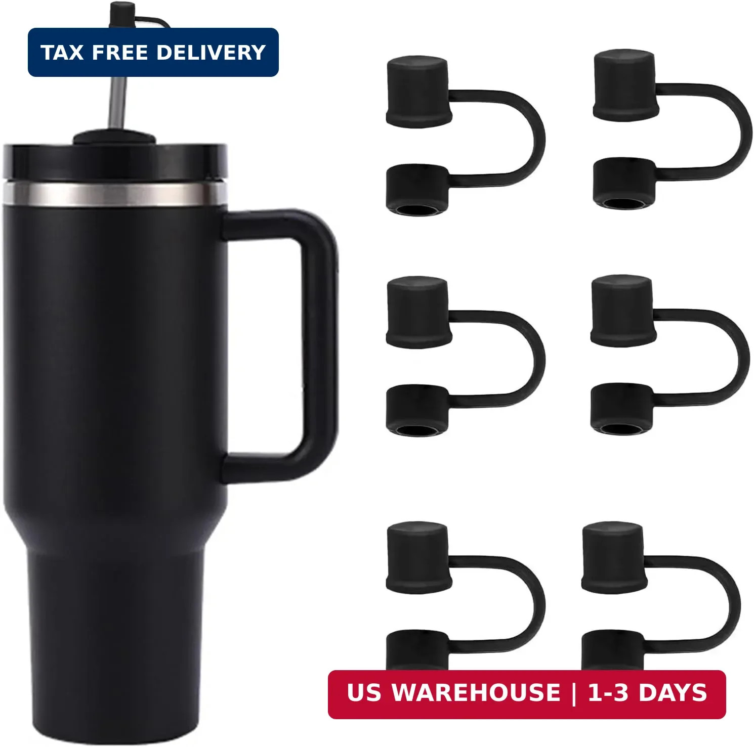 6PCS Silicone Straw Covers Cap Compatible with Stanley Cup 30-40 oz Tumbler with gallery