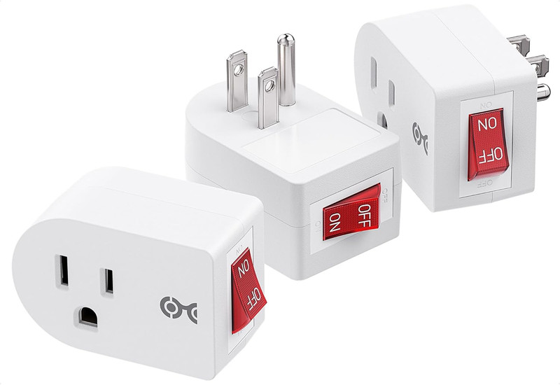 [ETL Listed] 3-Pack Grounded Switch with on Off Plug Switch on Off Single gallery