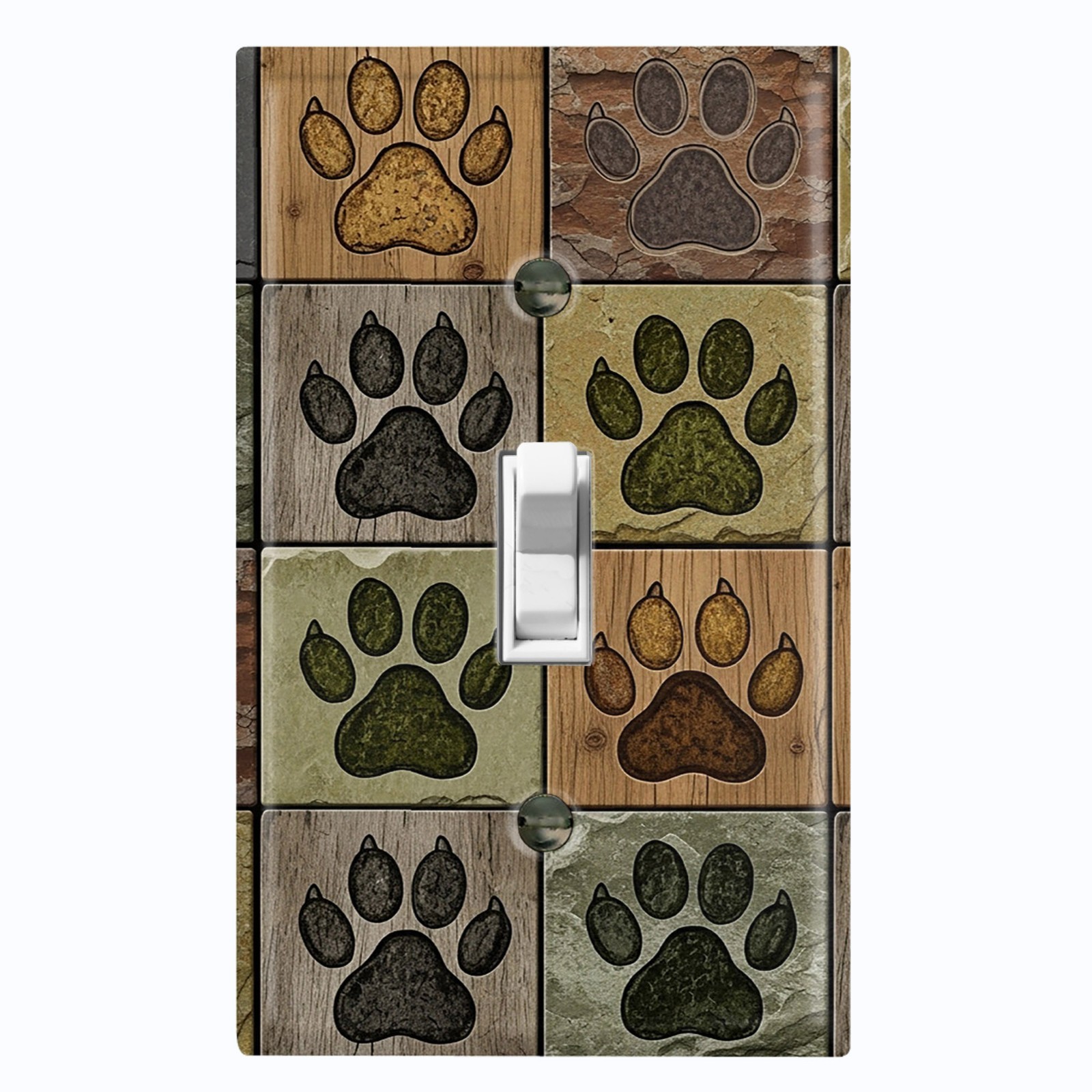 Metal Light Switch Outlet Cover Wall Plate Dog Puppy Pawprint Tile Decor AML198 gallery