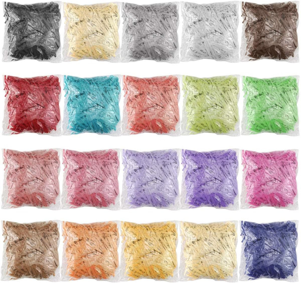 20Pack 14Oz/400G Multicolored Raffia Ribbon Paper Crinkle Cut Paper Shred Filler