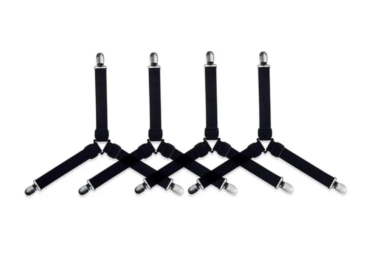 4pcs Adjustable Bed Sheet Fasteners - Metal Sofa & Quilt Clip Set - NEW gallery