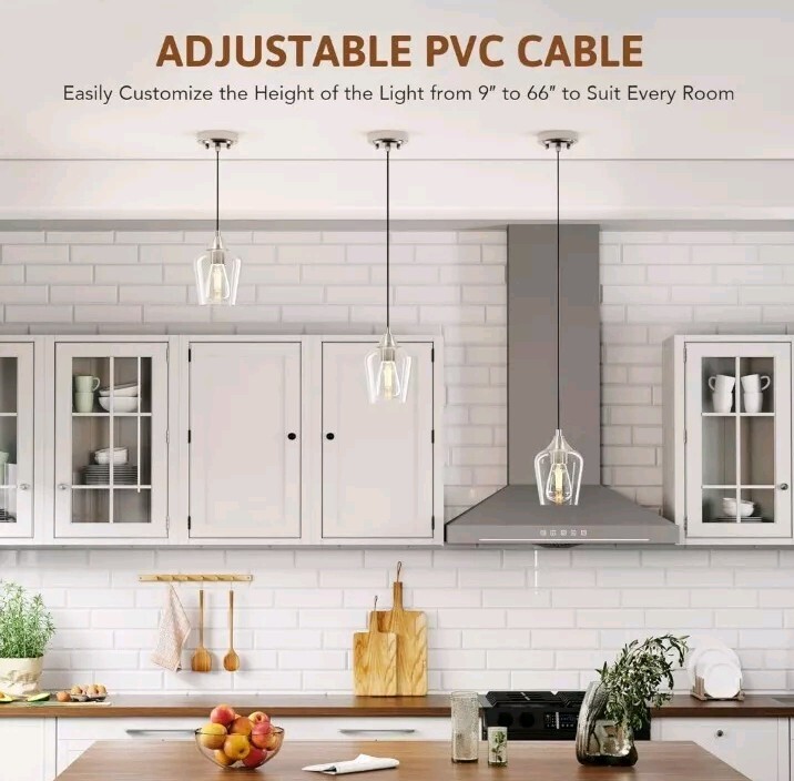 VONLUCE Pendant Lights Kitchen Island, Brushed Nickel Pendant Light Fixtures gallery