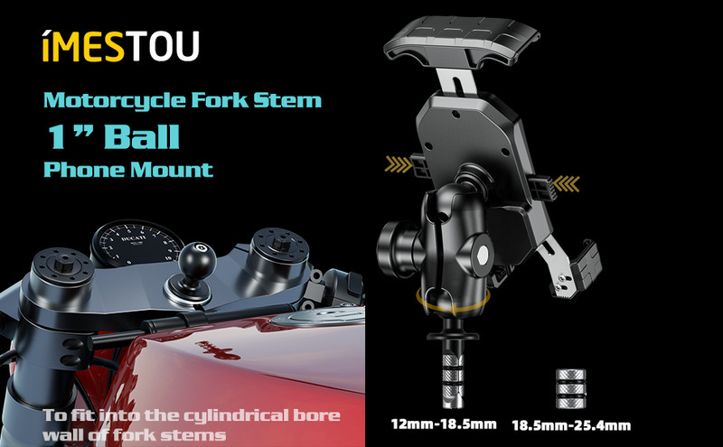 Motorcycle Fork Stem Phone Mount Wireless/USB C Charger with RAM 1" Ball Fits gallery