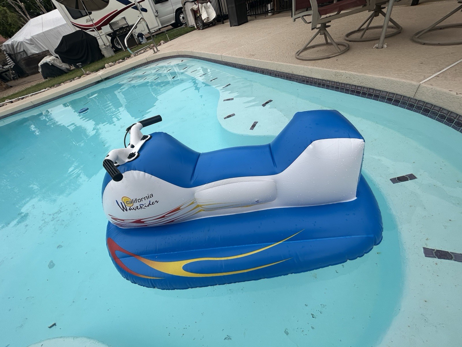VINTAGE NEW Motorized 12v Inflatable Jet Ski, 100 watt motor & up to 220lbs!!! gallery