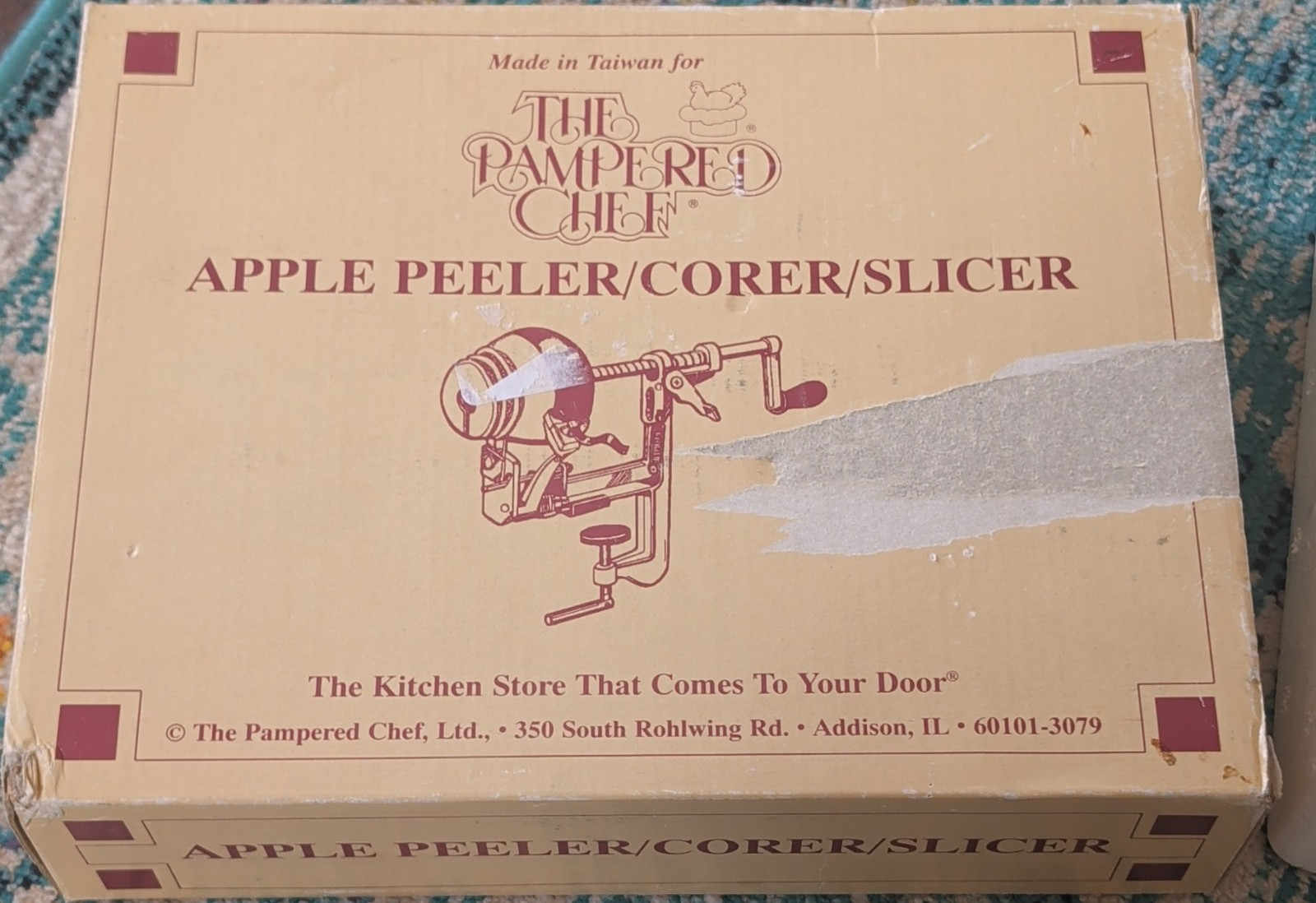 The Pampered Chef Manual Adjustable Apple Peeler/Corer/Slicer Metal Silver Red gallery