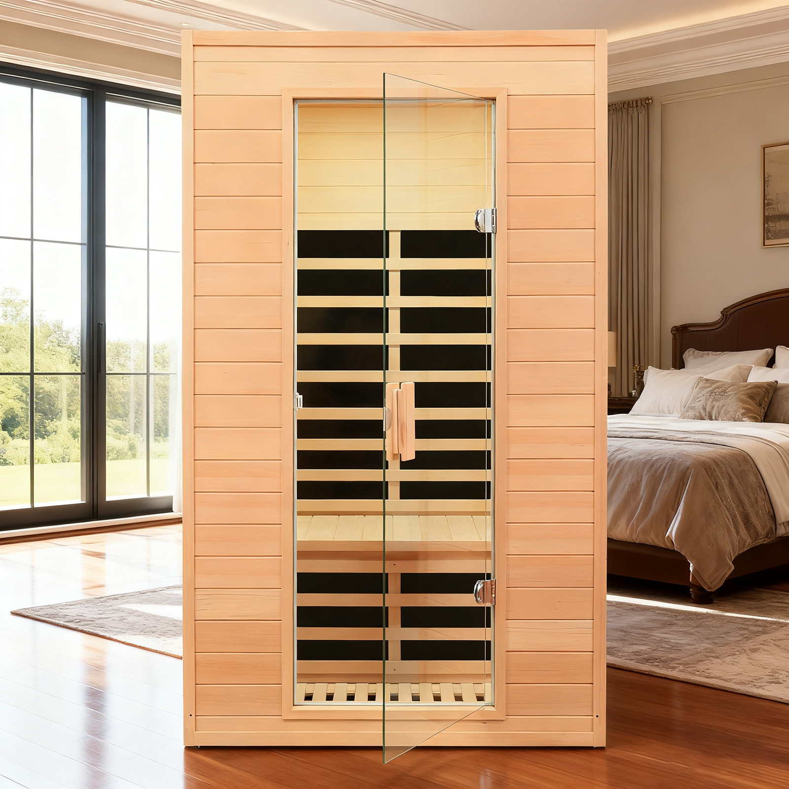 For 2 Persons Far Infared Sauna Room Hemlock Wood Personal Indoor Saunas 1500W gallery