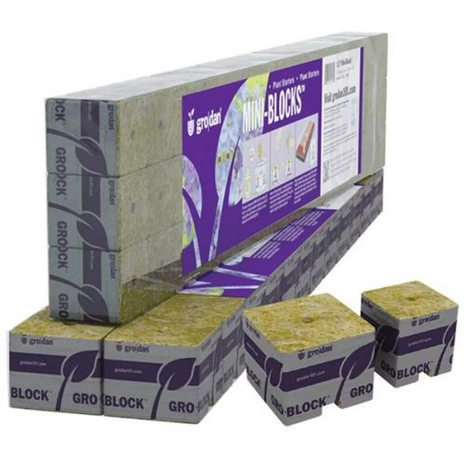 Grodan 2" X 2" X 2" Delta Mini Blocks Strip w/ Holes Rockwool Cube gallery
