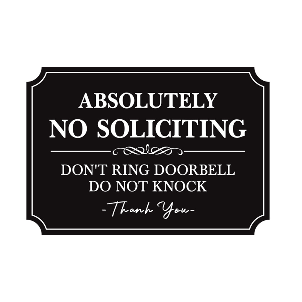5.6"W Absolutely No Soliciting Don't Ring Doorbell Do Not Knock Vinyl Sticker gallery