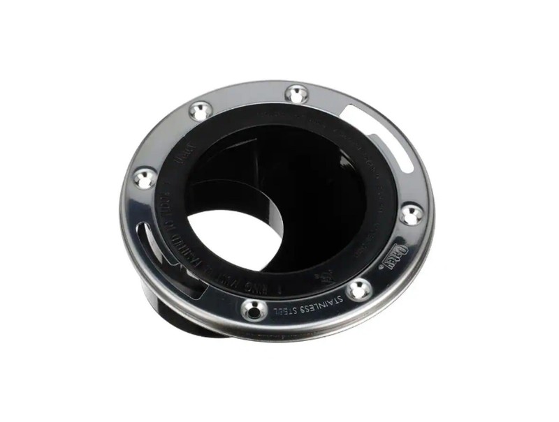 OATEY 3 in. ABS Open Offset Plastic Toilet Flange with Stainless Steel Ring gallery