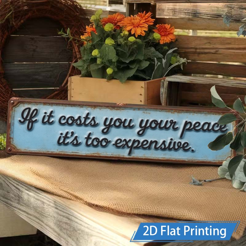 Peace Quote Cursive Metal Sign Distressed Sky Blue Rustic Home Wall Decor Plaque gallery