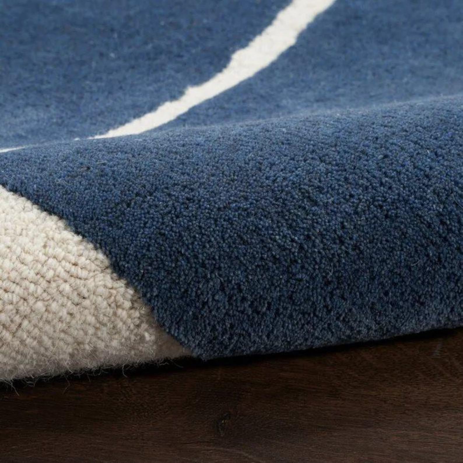 Hand Tufted Wool Area Rug – Navy Blue handmade Abstract Geometric Carpet 8x10 gallery