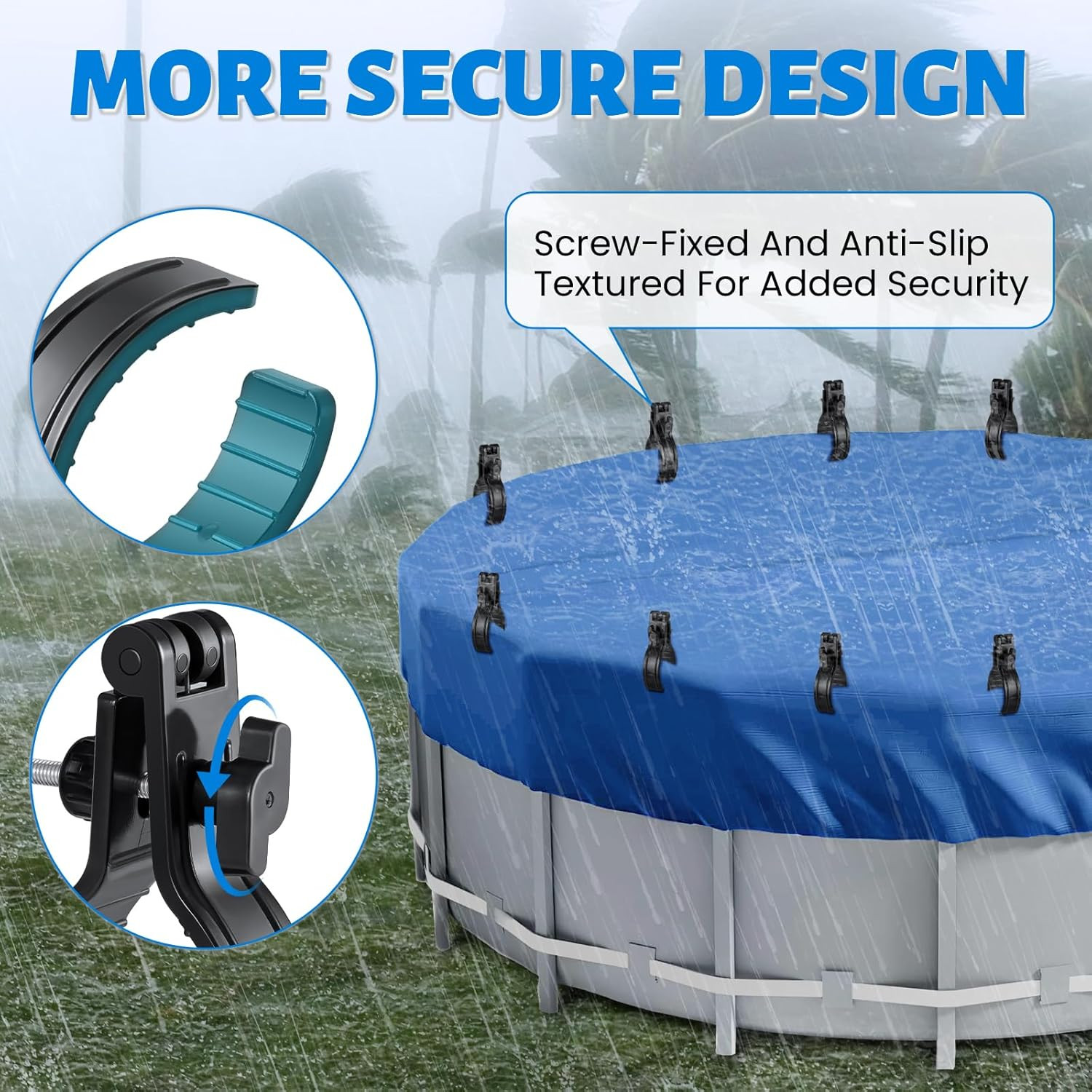 12PCS 2026 Upgraded Adjustable Pool Cover Clips for above Ground Pools,5.1Inch L gallery