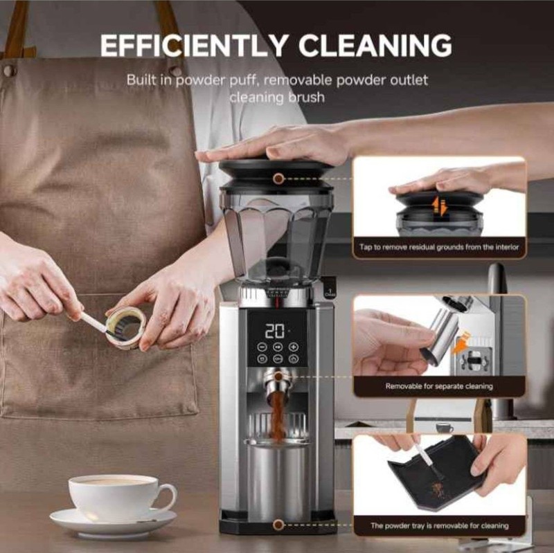 COFIBREWS Burr Coffee Bean Grinder Model CG215B SILVER Touch Control 45 Settings gallery