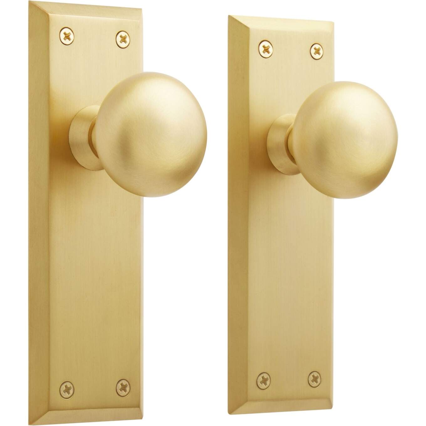 Signature Hardware Hubbard Solid Brass Dummy Set Door Knob Set in Satin Brass gallery