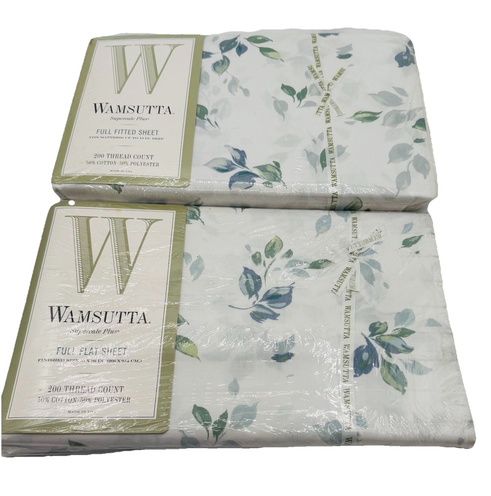 Wamsutta Supercale Plus Sheets Full Flat & Fitted 200 Thread Count HANNA Floral