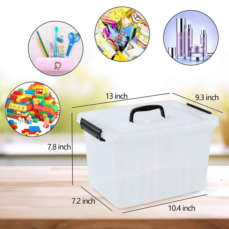 Kekow 4 Pack Plastic Stackable Storage Container with Lid, Clear Box 12 Liters gallery