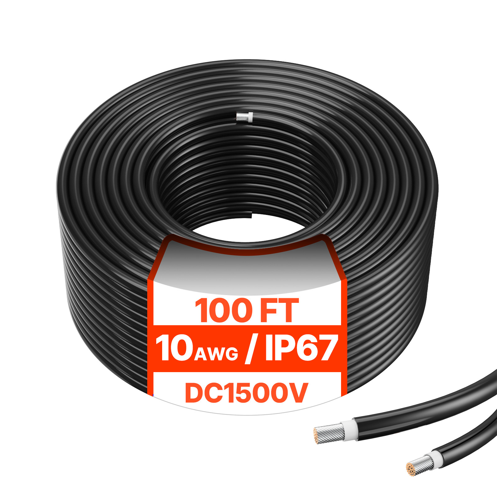 100FT Solar Panel Extension Cable 10AWG Waterproof PV 6mm² Cable Black gallery