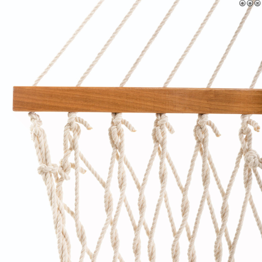 Pawleys Island Cotton Rope Hammock 13ft 450lb Oak Spreader USA Made gallery