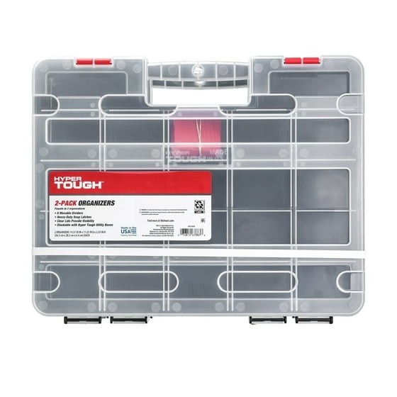 Hyper Tough 2-Pack Organizer, Stackable Plastic with 8 Movable Dividers gallery