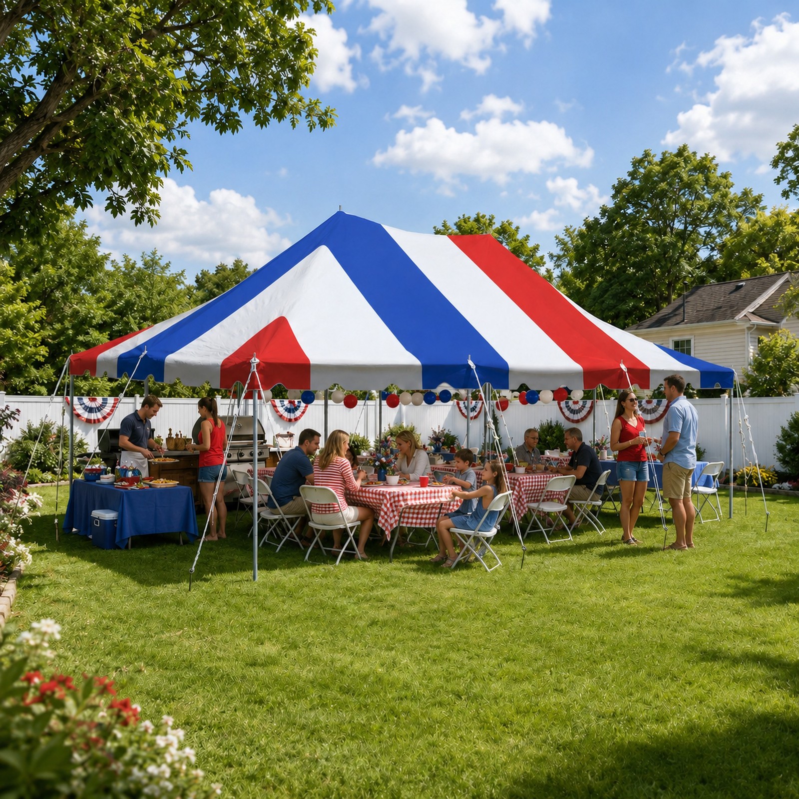 Weekender Pole Tent 20x30 Red White Blue Canopy Event Wedding Party Backyard gallery
