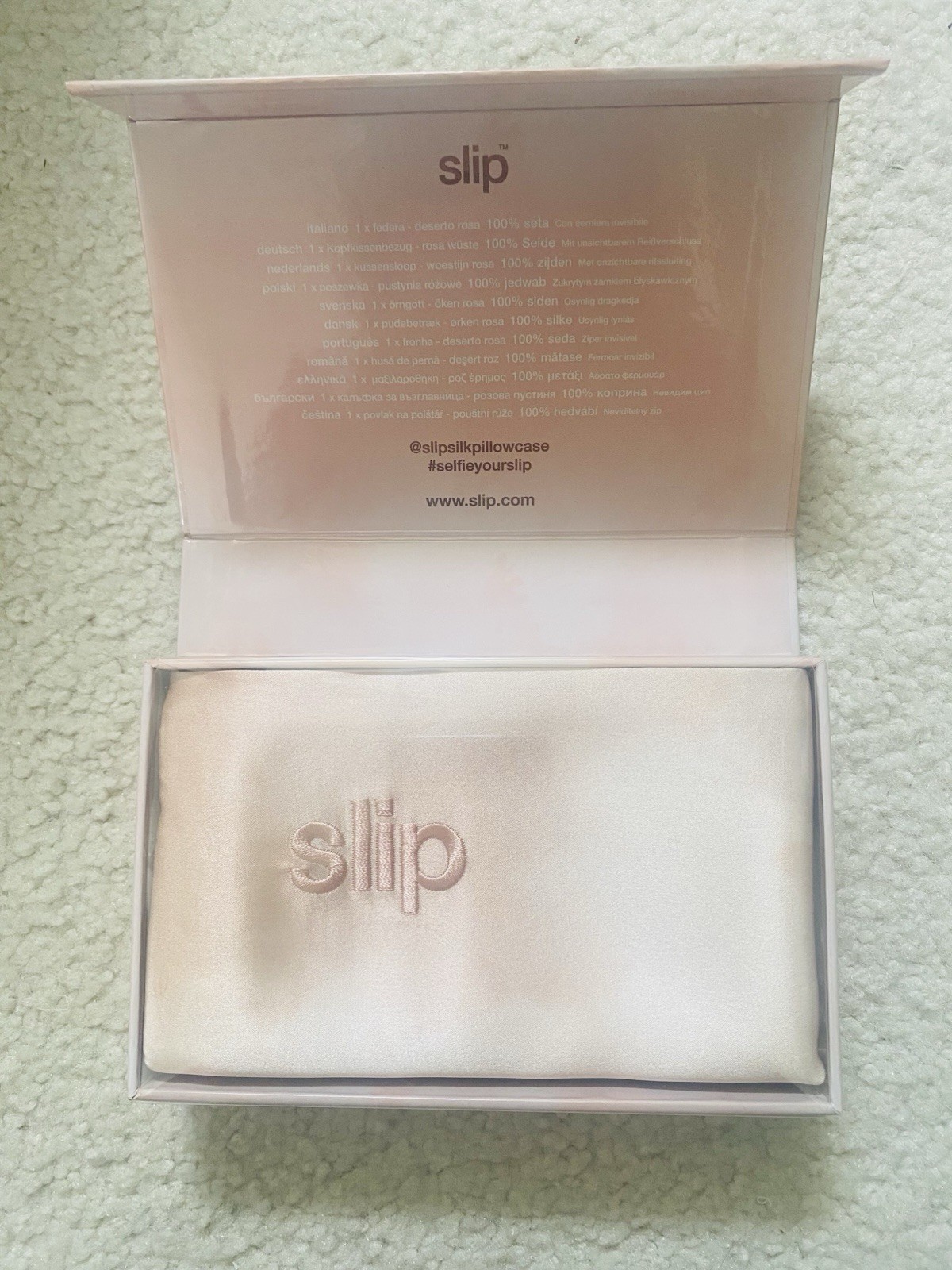 Slip Slipsilk Pure Silk Queen Pillowcase Pink Solid Zip Closure OEKO-TEX gallery