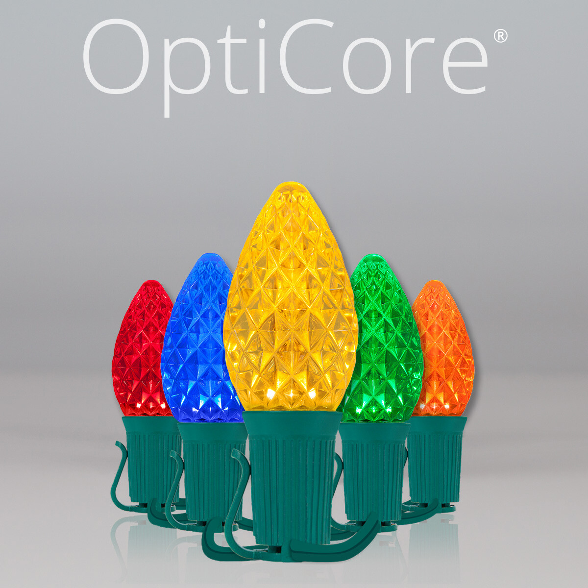 50 C7 OptiCore Shatterproof LED Christmas Lights Faceted Finish, Green Wire 50ft gallery