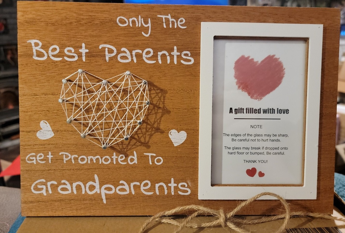 Grandparents Picture Frame Heart String 4 x 6 Photo Gift Best Parents Promoted📦 gallery
