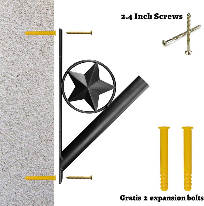 Anley Star Décor Flagpole Bracket - Wrought Iron Flag Pole Holder Diameter of 1" gallery